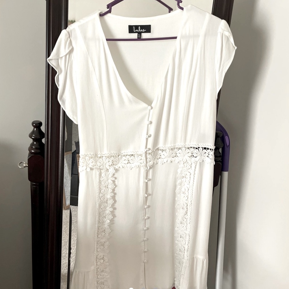 Lulus white cap sleeve mini dress